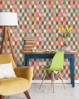 COLOURED GEOMETRY Premium Wallpaper (WP20004) by Mind The Gap Designer Wallpaper | WP20004 | WALLPAPER DESIGNER COLLECTION | 3 rolls x 20.5 x 118.1 in | 0.52m / 20.5in | 3m / 118in | 4.65mp | 52cm / 20.5in | Blue, Brown, Pink, Red | Non-woven | Paste the wall | 3-rolls in a box | Fabric Carolina | https://www.fabriccarolina.com/