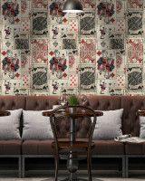 PLAYCARDS Premium Wallpaper (WP20019) by Mind The Gap Designer Wallpaper | WP20019 | WALLPAPER DESIGNER COLLECTION | 3 rolls x 20.5 x 118.1 in | 0.52m / 20.5in | 3m / 118in | 4.65mp | 60cm / 23.6in | Black, Blue, Red, Taupe | Non-woven | Paste the wall | 3-rolls in a box | Fabric Carolina | https://www.fabriccarolina.com/