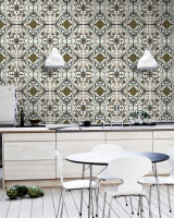 ORGANIC TILE Premium Wallpaper (WP20058) by Mind The Gap Designer Wallpaper | WP20058 | WALLPAPER DESIGNER COLLECTION | 3 rolls x 20.5 x 118.1 in | 0.52m / 20.5in | 3m / 118in | 4.65mp | 52cm / 20.5in | Brown, Green, White | Non-woven | Paste the wall | 3-rolls in a box | Fabric Carolina | https://www.fabriccarolina.com/
