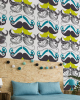 DIFFERENT MOUSTACHES Premium Wallpaper (WP20089) by Mind The Gap Designer Wallpaper | WP20089 | WALLPAPER DESIGNER COLLECTION | 3 rolls x 20.5 x 118.1 in | 0.52m / 20.5in | 3m / 118in | 4.65mp | 52cm / 20.5in | Black, Blue, Green, White | Non-woven | Paste the wall | 3-rolls in a box | Fabric Carolina | https://www.fabriccarolina.com/