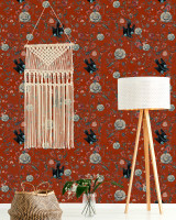 BLACK BIRD Wallpaper (WP20305) by Mind The Gap Designer Wallpaper | WP20305 | THE WALLPAPER COLLECTABLES | 3 rolls x 20.5 x 118.1 in | 0.52m / 20.5in | 3m / 118in | 4.65mp | 52cm / 20.5in | Black, Blue, Red | Textured Matte | Paste the wall | 3-rolls in a box | Fabric Carolina | https://www.fabriccarolina.com/