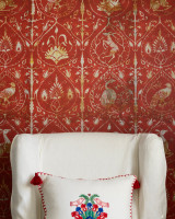 HUNTER'S TAPESTRY Wallpaper (WP20546) by Mind The Gap Designer Wallpaper | WP20546 | TRANSYLVANIAN ROOTS | 3 rolls x 20.5 x 118.1 in | 0.52m / 20.5in | 3m / 118in | 4.65mp | 90cm / 35.4in | Red, Taupe | Textured Matte | Paste the wall | 3-rolls in a box | Fabric Carolina | https://www.fabriccarolina.com/