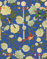 Mind the Gap Wallpaper The Garden Of Immortality Lapis Blue Wallpaper THE WALLPAPER COMPENDIUM 2 Satin Matte Made in Europe Paste the wall 3 rolls x 20.5 x 3.25 yards - My Fabric Connection -