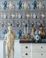 CERAMIC WONDERS Wallpaper (WP20597) by Mind The Gap Designer Wallpaper | WP20597 | THE WALLPAPER COMPENDIUM 2 | 3 rolls x 20.5 x 118.1 in | 0.52m / 20.5in | 3m / 118in | 4.65mp | 100cm / 39.3in | Grey, Indigo, Pink, Taupe, Yellow | Satin Matte | Paste the wall | 3-rolls in a box | Fabric Carolina | https://www.fabriccarolina.com/