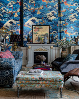 THE FORMER EMPEROR Metallic Edition Wallpaper (WP20607) by Mind The Gap Designer Wallpaper | WP20607 | THE WALLPAPER COMPENDIUM 2 | 3 rolls x 19.17 x 118 in | 0.487m / 19.17in | 9m / 354in | 4.35mp | 150cm / 59in | Blue, Red, Taupe | Gold Foil | Paste the wall | 3-rolls in a box | Fabric Carolina | https://www.fabriccarolina.com/