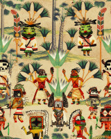 HOPI SPIRIT Taupe Wallpaper (WP20648) by Mind The Gap Designer Wallpaper | WP20648 | THE WALLPAPER COMPENDIUM 2 | 3 rolls x 20.5 x 118.1 in | 0.52m / 20.5in | 3m / 118in | 4.65mp | 90cm / 35.4in | Green, Red, Taupe, Yellow | Satin Matte | Paste the wall | 3-rolls in a box | Fabric Carolina | https://www.fabriccarolina.com/