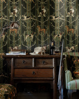 MOUNTAIN DOGS Peat Black Wallpaper (WP20673) by Mind The Gap Designer Wallpaper | WP20673 | TYROL APRES-SKI HOME COLLECTION | 3 rolls x 20.5 x 118.1 in | 0.52m / 20.5in | 3m / 118in | 4.65mp | 105cm / 41.3in | Black, Brown, Burnt Orange, Taupe | Textured Matte | Paste the wall | 3-rolls in a box | Fabric Carolina | https://www.fabriccarolina.com/