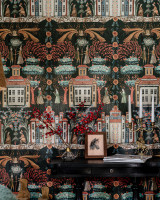 TALES OF TYROL Peat Black Wallpaper (WP20685) by Mind The Gap Designer Wallpaper | WP20685 | TYROL APRES-SKI HOME COLLECTION | 3 rolls x 20.5 x 118.1 in | 0.52m / 20.5in | 3m / 118in | 4.65mp | 100cm / 39.3in | Blue, Dark Green, Red, Taupe | Textured Matte | Paste the wall | 3-rolls in a box | Fabric Carolina | https://www.fabriccarolina.com/