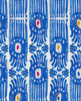 IKAT Carnival Wallpaper (WP20817) by Mind The Gap Designer Wallpaper | WP20817 | MINNIE KEMP X MINDTHEGAP | 1 roll x 20.47 x 354.33 in | 0.52m / 20.5in | 9m / 354in | 4.68mp | 70cm / 27.6in | Blue, Red, White, Yellow | Non-woven | Paste the wall | 1-roll in a box | Fabric Carolina | https://www.fabriccarolina.com/