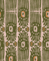 IKAT Notting Hill Wallpaper (WP20818) by Mind The Gap Designer Wallpaper | WP20818 | MINNIE KEMP X MINDTHEGAP | 1 roll x 20.47 x 354.33 in | 0.52m / 20.5in | 9m / 354in | 4.68mp | 70cm / 27.6in | Green, Orange | Non-woven | Paste the wall | 1-roll in a box | Fabric Carolina | https://www.fabriccarolina.com/