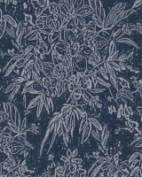 CHERRY ORCHARD Indigo Wallpaper (WP30008) by Mind The Gap Designer Wallpaper | WP30008 | TRANSYLVANIAN ROOTS | 1 roll x 20.5 x 393.7 in | 0.52m / 20.5in | 10m / 393.7in | 5.20mp | 52cm / 20.5in | Grey, Indigo | Satin Matte | Paste the wall | 1-roll in a box | Fabric Carolina | https://www.fabriccarolina.com/