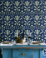 TULIPAN Indigo Wallpaper (WP30034) by Mind The Gap Designer Wallpaper | WP30034 | TRANSYLVANIAN ROOTS | 1 roll x 20.5 x 393.7 in | 0.52m / 20.5in | 10m / 393.7in | 5.20mp | 75cm / 29.5in | Indigo | Satin Matte | Paste the wall | 1-roll in a box | Fabric Carolina | https://www.fabriccarolina.com/