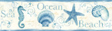 Chesapeake Island Bay Blue Seashells Wallpaper Seaside Living Covers about 7.5 square feet 6-in by 15-ft long roll Prepasted 0 - My Fabric Connection -