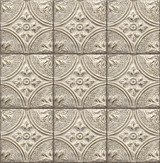 Brewster Houston Cream Tin Tile Wallpaper Kitchen & Bath Essentials Covers about 56.4 square feet 20.5-in by 33-ft long roll Unpasted 20.9 - My Fabric Connection -