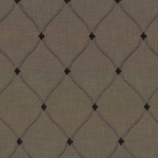 Kasmir Fabric Bluffton Walnut 1438 100% Polyester Embroidery Contents 100% Rayon INDIA 15,000 Wyzenbeek Double Rubs H: 4 2/8 inches, V:6 1/8 inches 54 - 55 - My Fabric Connection - Kasmir