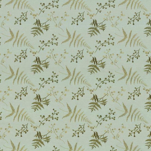 Kasmir Fabric Fern Garden Caribe 1443 100% Polyester Embroidery Contents 100% Rayon INDIA 9,000 Wyzenbeek Double Rubs H: 12 7/8 inches, V:9 1/8 inches 54 - 55 - My Fabric Connection - Kasmir