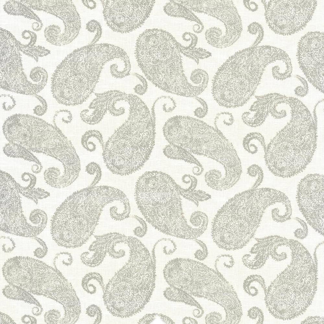 Kasmir Fabric Frascati Paisley Platinum 5105 55% Linen 45% Viscose CHINA H: 26 2/8 inches, V:25 inches 54 - 55 - My Fabric Connection - Kasmir