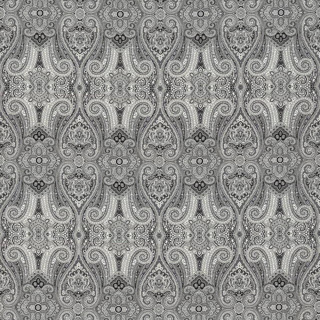 Kasmir Fabric Grand Paisley Licorice 5078 100% Cotton CHINA 51,000 Wyzenbeek Double Rubs H: 13 4/8 inches, V:25 2/8 inches 54 - My Fabric Connection - Kasmir