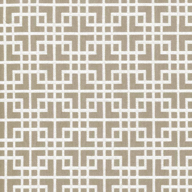 Kasmir Fabric Sakura Fret White Tea 5066 CHINA 16,000 Wyzenbeek Double Rubs H: 2 6/8 inches, V:3 1/8 inches 54 - 55 - My Fabric Connection - Kasmir
