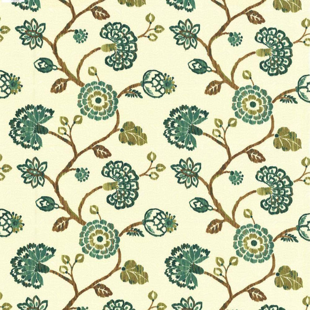 Kasmir Fabric Stoneleigh Peacock 1436 USA 12,000 Wyzenbeek Double Rubs H: 27 inches, V:25 2/8 inches 54 - My Fabric Connection - Kasmir