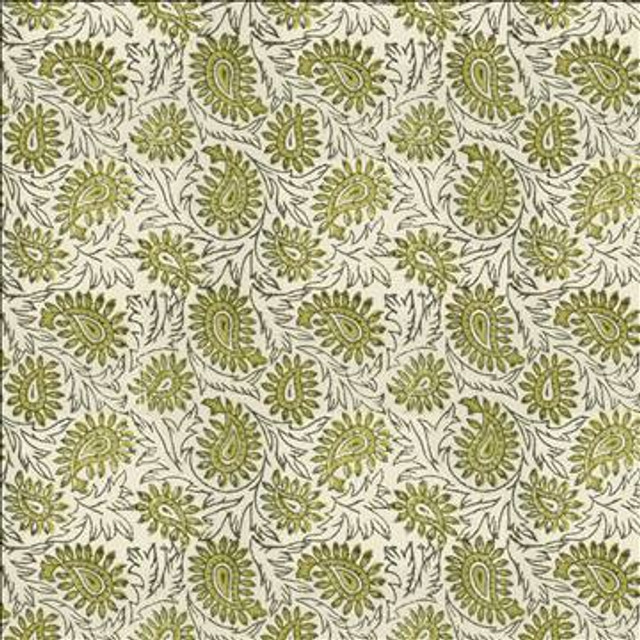 Kasmir Fabric Swansea Leaf Olive 5124 52% Linen 48% Cotton INDIA Not Tested H: 6 4/8 inches, V: 6 4/8 inches 53 - My Fabric Connection - Kasmir