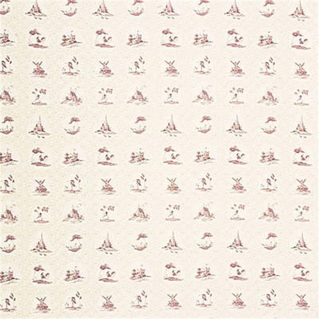Fired Earth Fabric FE9117.5 Delftware Toile Lilac The Delft Cotton 100% United Kingdom Light Horizontal: See Sample and Vertical: 19.306 inches 55.16 inches - My Fabric Connection -