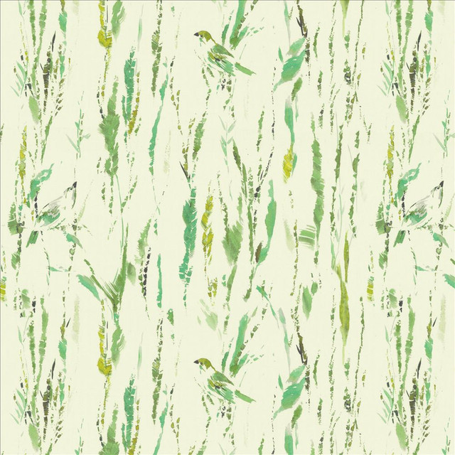 Kasmir Fabric Feathers Green 5154 100% Cotton SPAIN 51,000 Wyzenbeek Double Rubs Horizontal: 27 inches and Vertical: 25 2/8 inches 54 - My Fabric Connection -