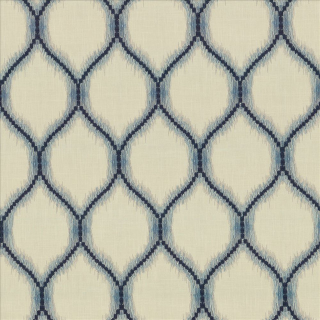 Kasmir Fabric Static Ocean 5156 52% Polyester 48% Cotton INDIA Not Tested Horizontal: 6 7/8 inches and Vertical: 12 inches 54 - My Fabric Connection -