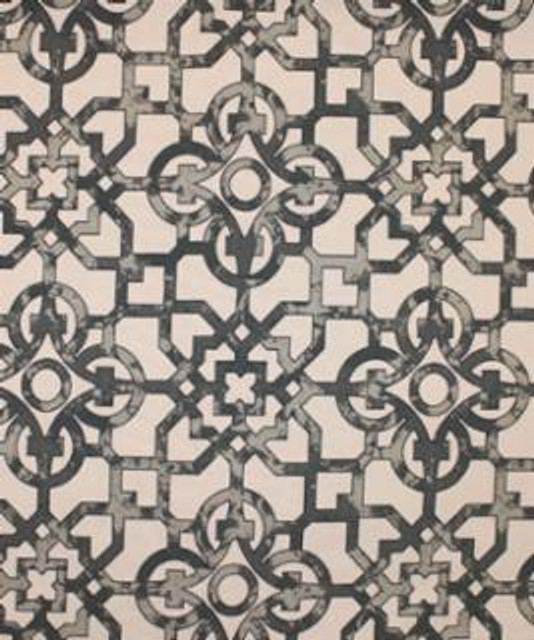 Barrow Industries Fabric Knotwork Pewter M9831 Transitional/15CL07 61% RAYON (S)
39% POLYESTER (F) Asia 15,000 DOUBLE RUBS Horizontal: 13 1/2" and Vertical: 13 1/4" 56" - My Fabric Connection -