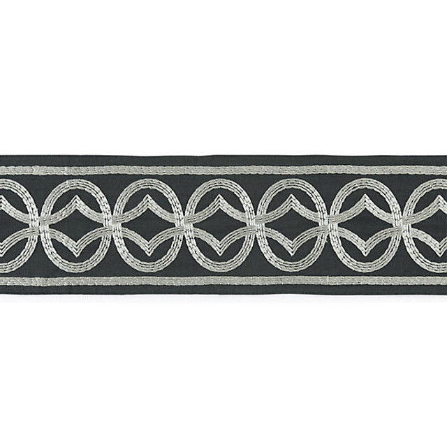 Scalamandre Trim Trim Athena Embroidered Tape/Charcoal T3305-004 STOCKED AT 54% COTTON;39% VISCOSE;7% SPUN POLYESTER INDIA LIGHT DUTY Horizontal: 3.125" and Vertical: 5.375" - My Fabric Connection -