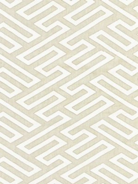 Scalamandre Fabric Canton Fret Applique Linen SC272180001 CHINOIS CHIC 85% LINEN 13% COTTON 2% VISCOSE INDIA LIGHT DUTY Horizontal: 8" and Vertical: 8" 50 - My Fabric Connection -