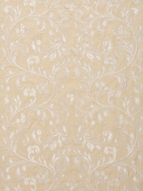 Scalamandre Fabric Chiara Embroidery Chardonnay SC270290001 ORIANA 60% LINEN 40% COTTON INDIA LIGHT DUTY Horizontal: 15" and Vertical: 24" 53 - My Fabric Connection -
