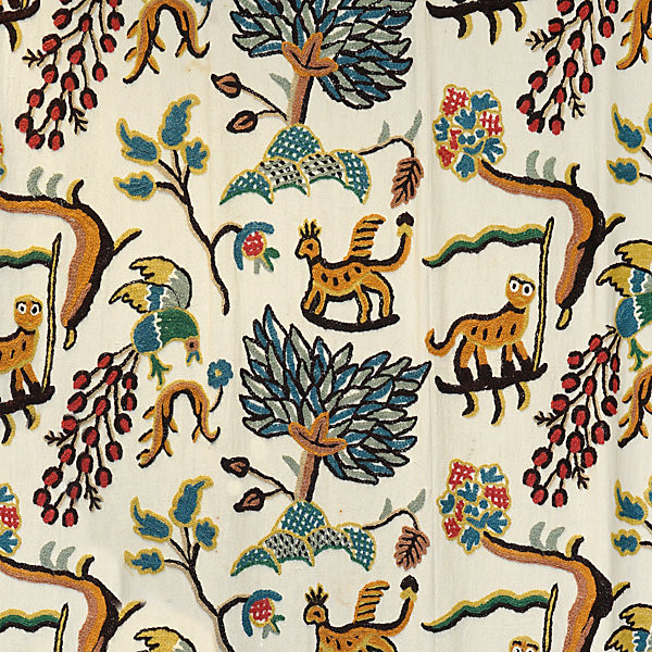 Old World Weavers Fabric Fables - Jawahar Crewel/Blue/Multi 0031-001 STOCKED AT SCALAMANDRE WAREHOUSE 40% WOOL|60% COTTON INDIA LIGHT DUTY Horizontal: 17.5" and Vertical: 52" - My Fabric Connection -