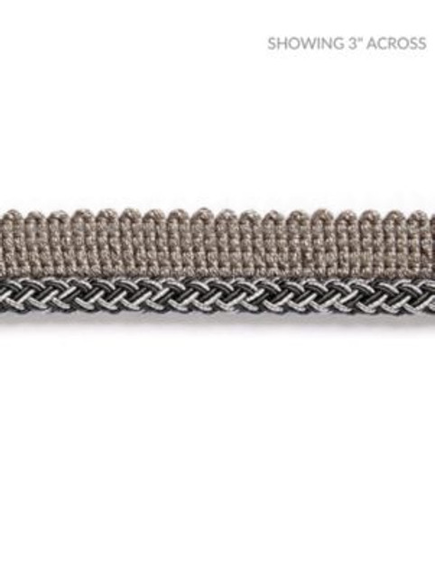 Scalamandre Trim Georgica Braided Cord Charcoal SCC3030009 HAMPTONS TRIMMINGS 38% ACETATE 29% VISCOSE 27% ACRYLIC, 6% COTTON ITALY LIGHT DUTY Horizontal: and Vertical: 0.25 - My Fabric Connection -