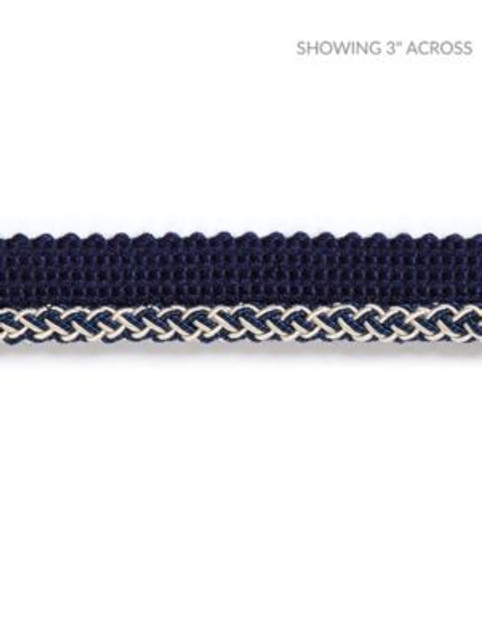 Scalamandre Trim Georgica Braided Cord Indigo SCC3030010 HAMPTONS TRIMMINGS 38% ACETATE 29% VISCOSE 27% ACRYLIC, 6% COTTON ITALY LIGHT DUTY Horizontal: and Vertical: 0.25 - My Fabric Connection -