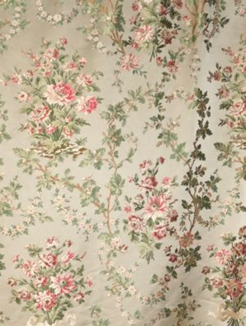 Old World Weavers Fabric La Belle Jardiniere Cream Rose SB28660011 CLASSICS 100% SILK ITALY MEDIUM DUTY Horizontal: 51.25" and Vertical: 27.75" 55.5 - My Fabric Connection -