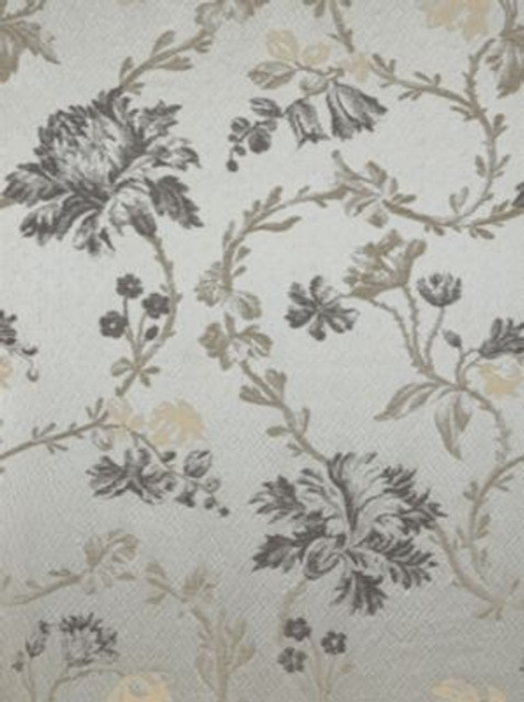 Old World Weavers Fabric Mallorcan Garden Pewter HBHA830002 58% COTTON 26% SILK 16% ACRYLIC INDIA LIGHT DUTY Horizontal: 36" and Vertical: 26.25" 52.5 - My Fabric Connection -