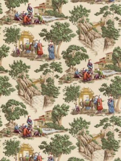 Old World Weavers Fabric Mandarin Toile Document FBMA290002 MANOR SUITE 100% COTTON FRANCE LIGHT DUTY Horizontal: 50" and Vertical: 26.5" 53 - My Fabric Connection -