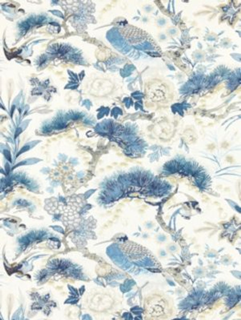 Scalamandre Fabric Shenyang Linen Print Porcelain SC166010002 BOTANICA 100% LINEN UNITED KINGDOM LIGHT DUTY Horizontal: 26" and Vertical: 27" 54 - My Fabric Connection -