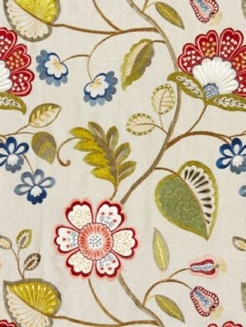 Scalamandre Fabric Willowood Embroidery Bloom SC270710002 JARDIN 70% LINEN 30% VISCOSE INDIA LIGHT DUTY Horizontal: 31.125" and Vertical: 25.125" 51 - My Fabric Connection -