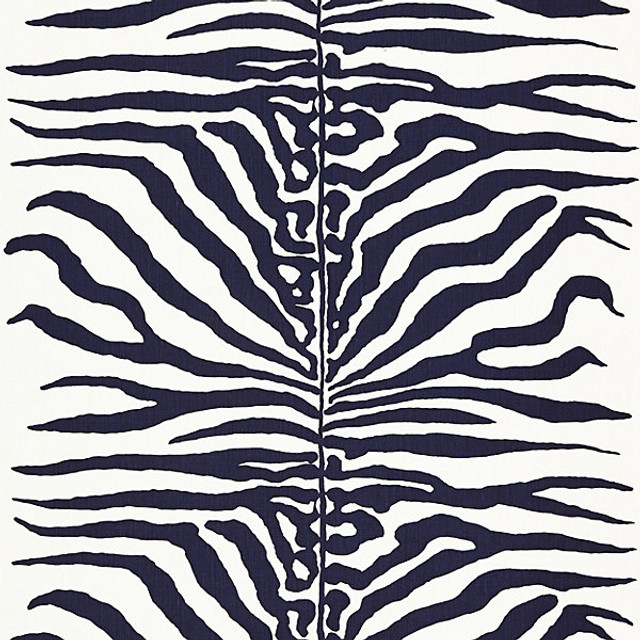 Scalamandre Fabric Zebra/Navy 16366M-004 STOCKED AT 100% LINEN UNITED KINGDOM MEDIUM DUTY Horizontal: 37.5" and Vertical: 54" 57.25" - My Fabric Connection -