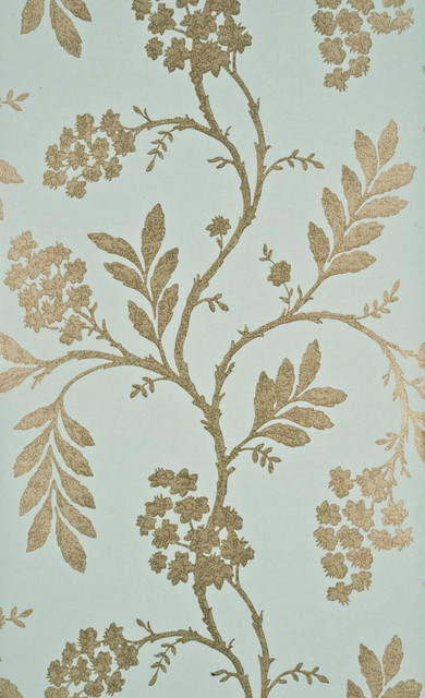 G P & J Baker Wallcovering Oleander Aqua/Bronze