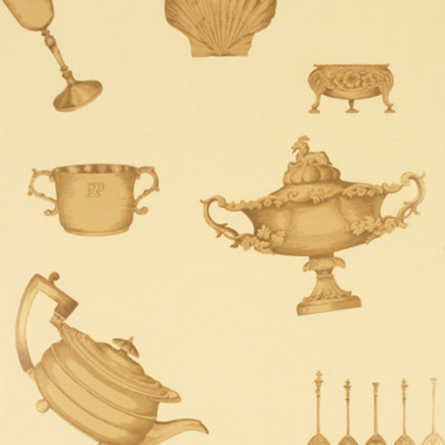 Mulberry Wallcovering Family Silver Stone/Old Gold