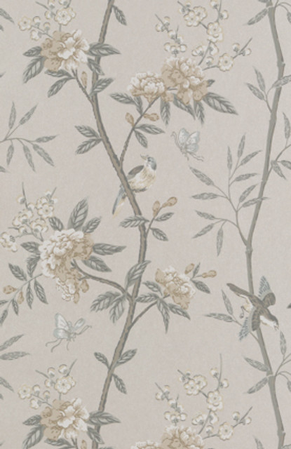 G P & J Baker Wallcovering Peony & Blossom Dove/Silver