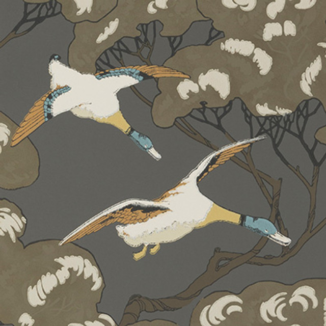 Mulberry Wallcovering Flying Ducks Charcoal Mulberry Wallcovering Flying Ducks Charcoal