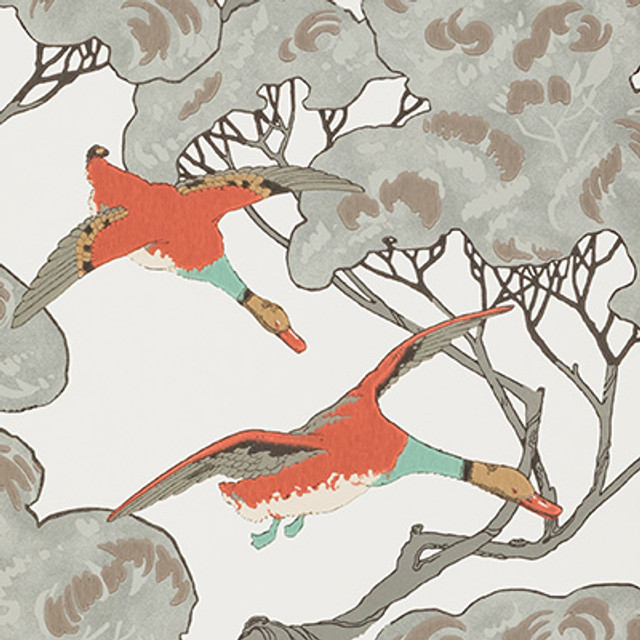 Mulberry Wallcovering Flying Ducks Coral/Clay