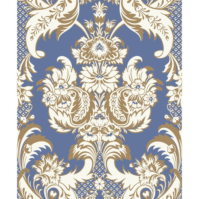 Cole & Son Wallcovering Wyndham Blue And Gold COLE & SON ALBEMARLE PAPER - 100% United Kingdom - Horizontal: - and Vertical: 25.22 21 - My Fabric Connection -