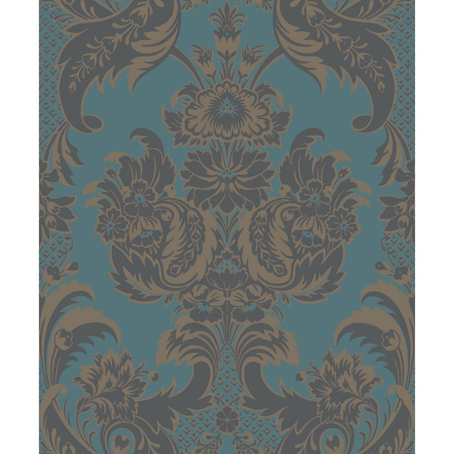 Cole & Son Wallcovering Wyndham Teal And Charcoal COLE & SON ALBEMARLE PAPER - 100% United Kingdom - Horizontal: - and Vertical: 25.22 21 - My Fabric Connection -