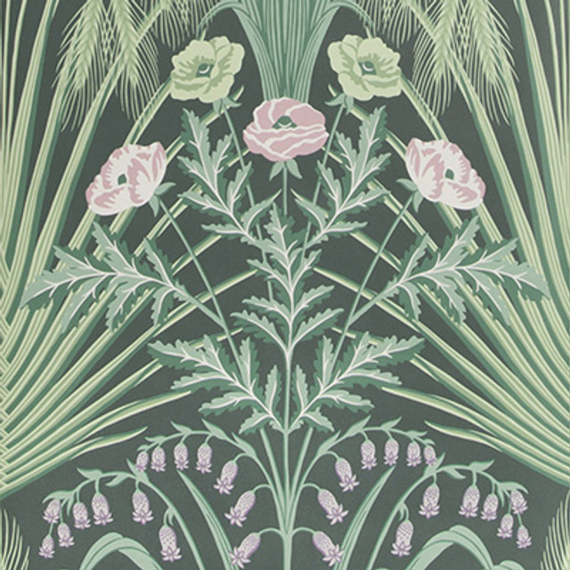 Cole & Son Wallcovering Bluebell Sage On Charcoal