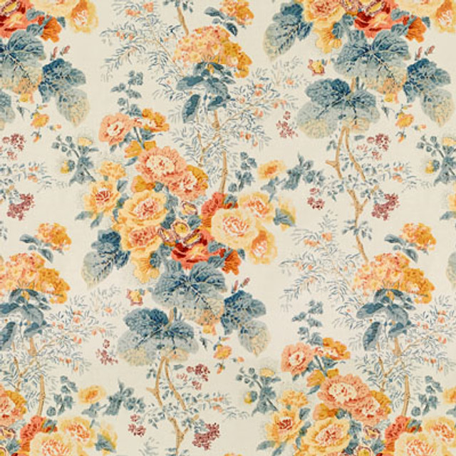 Lee Jofa Fabric Hollyhock Hdb Apricot/Lake Lee Jofa Fabric Hollyhock Hdb Apricot/Lake